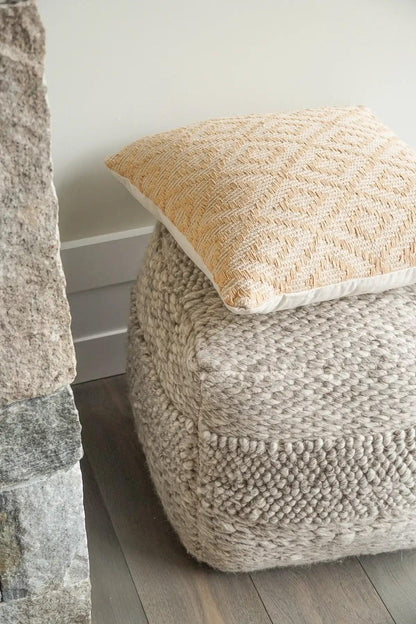 Handwoven Yellow Diamond Pillow Cover - PoshaBella