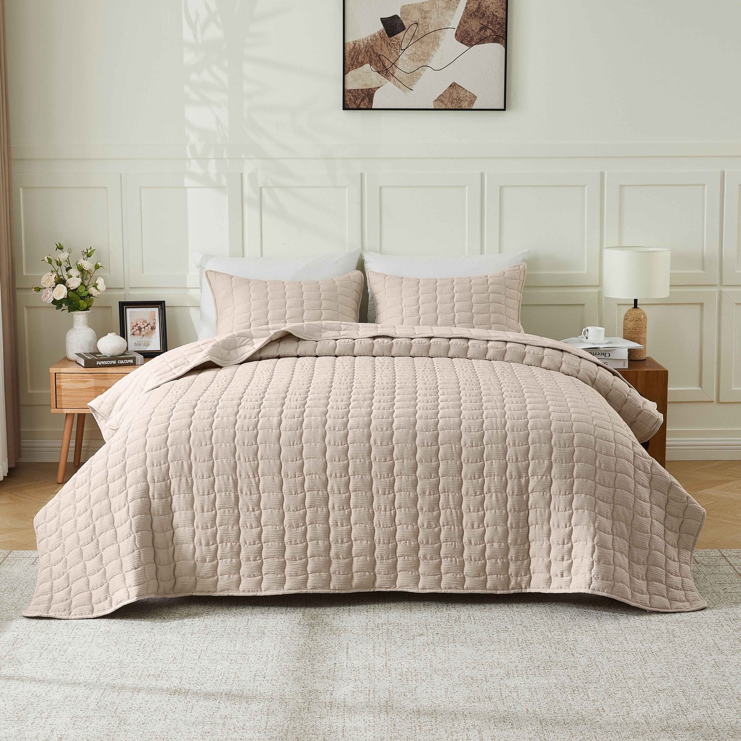 Gauze-Inspired Texture Quilt Set - Wave Stitch Collection