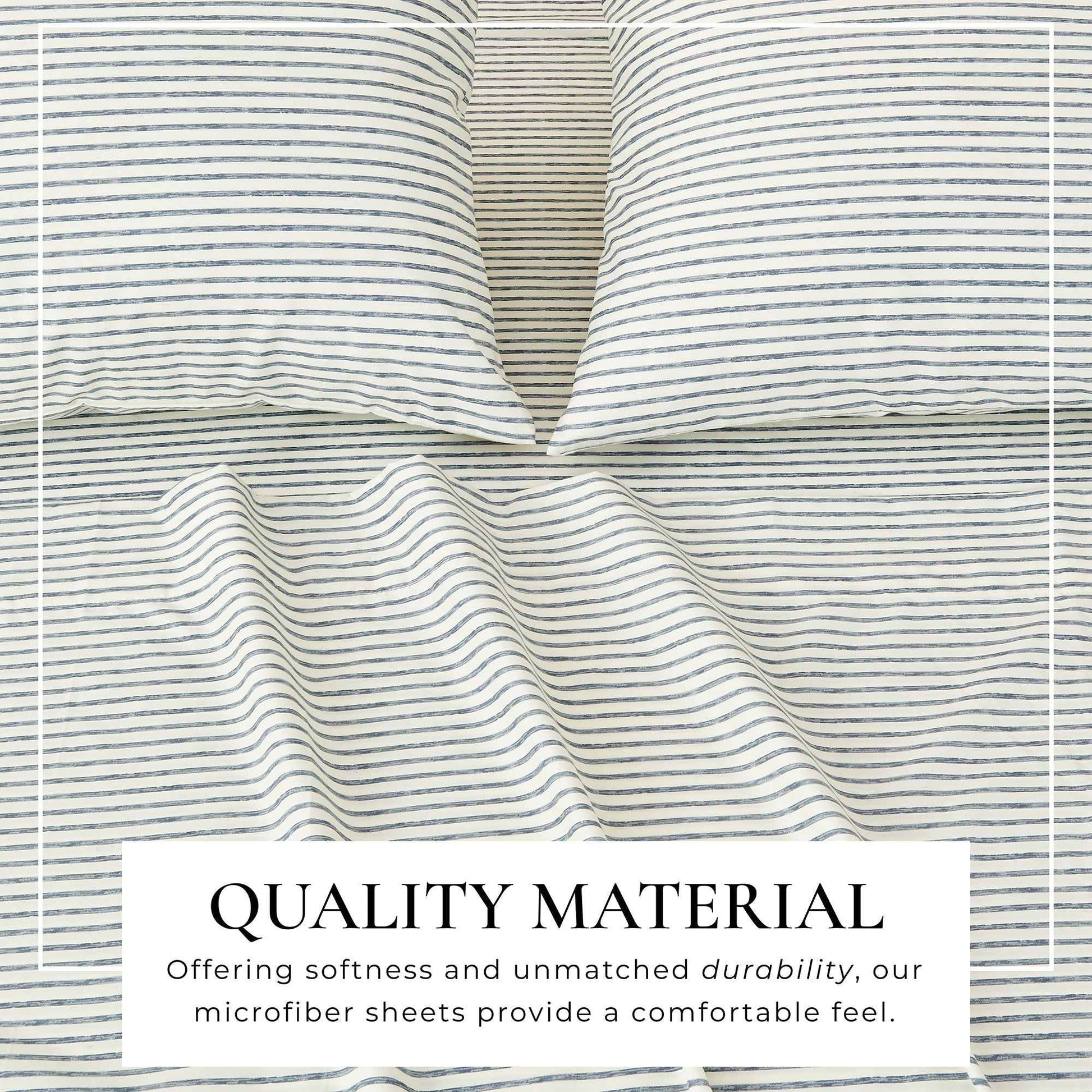 Striped Microfiber Sheet Set - Evette Collection