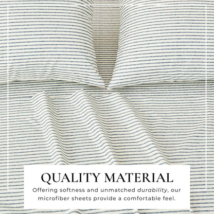 Striped Microfiber Sheet Set - Evette Collection