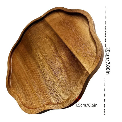 High-End Wooden Trays, Plum Blossom-Shaped Acacia Wood Trays, Creative Breakfast Trays, Suitable for Holding Cheese, Bread, Desserts, And Coffee, Perfect for Use in Kitchens, Restaurants, Parties, And Wedding Venues
