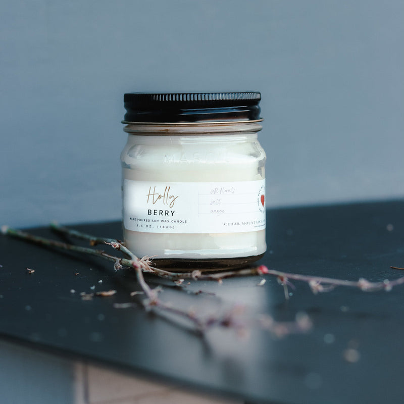 6.5 oz Mason Jar Soy Candle - Holly Berry