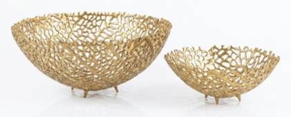 House of Avana Aluminum Gold Finish Metal Fruit Basket