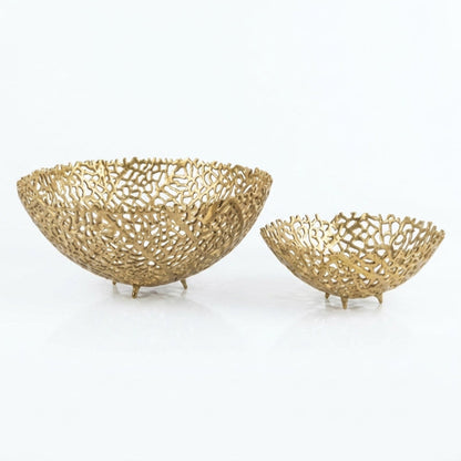 House of Avana Aluminum Gold Finish Metal Fruit Basket