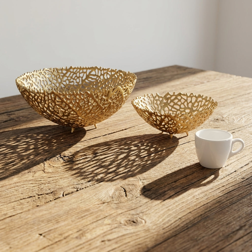 House of Avana Aluminum Gold Finish Metal Fruit Basket