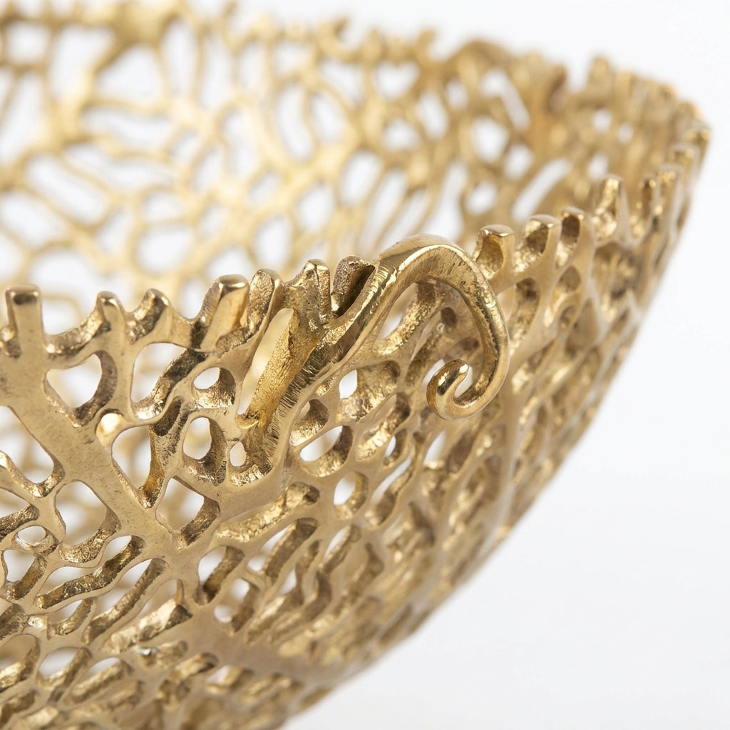 House of Avana Aluminum Gold Finish Metal Fruit Basket