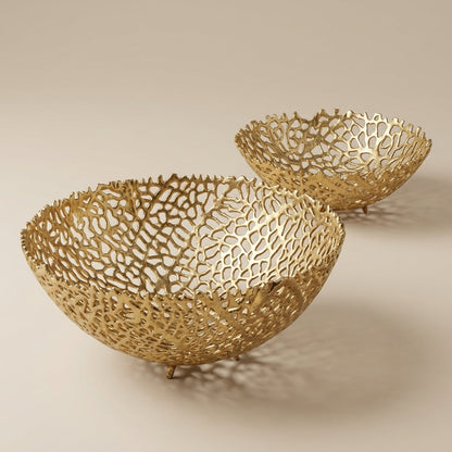 House of Avana Aluminum Gold Finish Metal Fruit Basket