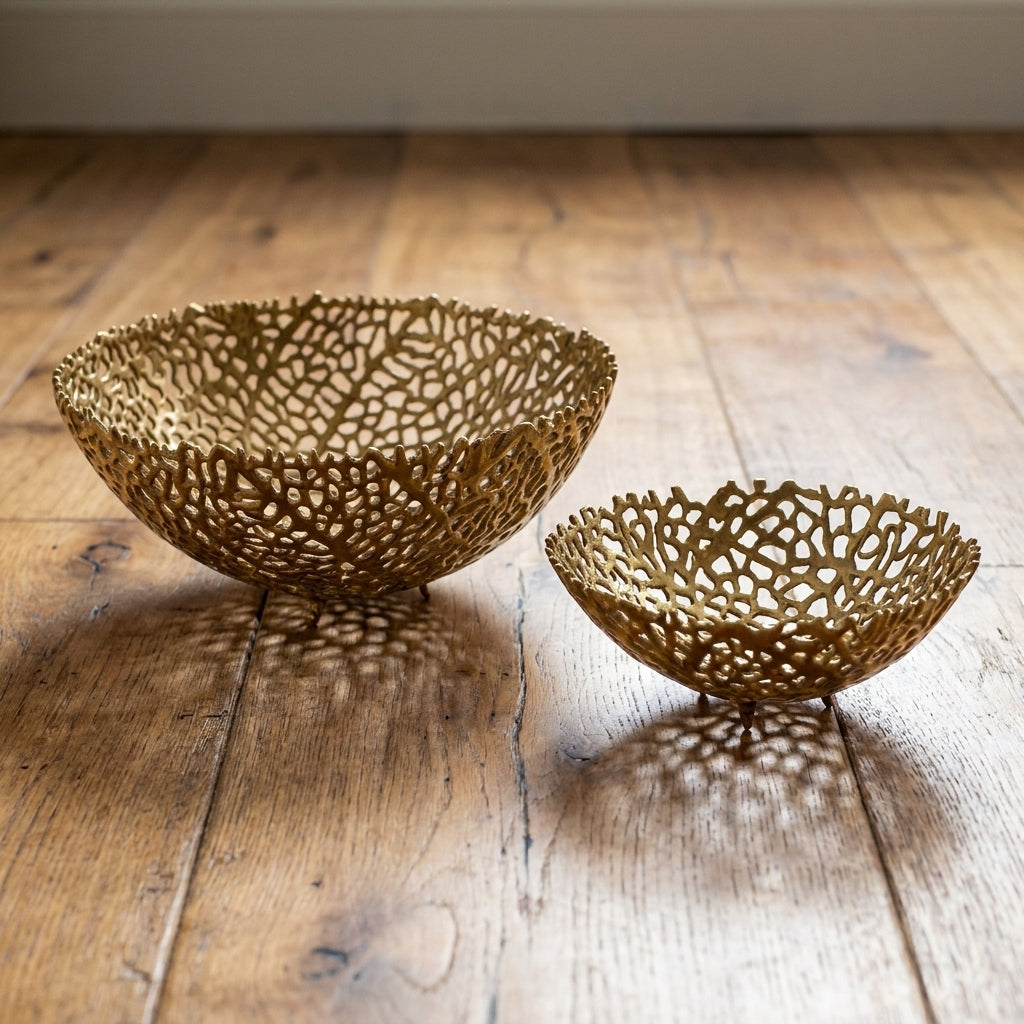 House of Avana Aluminum Gold Finish Metal Fruit Basket