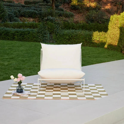 Modern Aluminum Garden Lounge Chair with Plush White Cushions