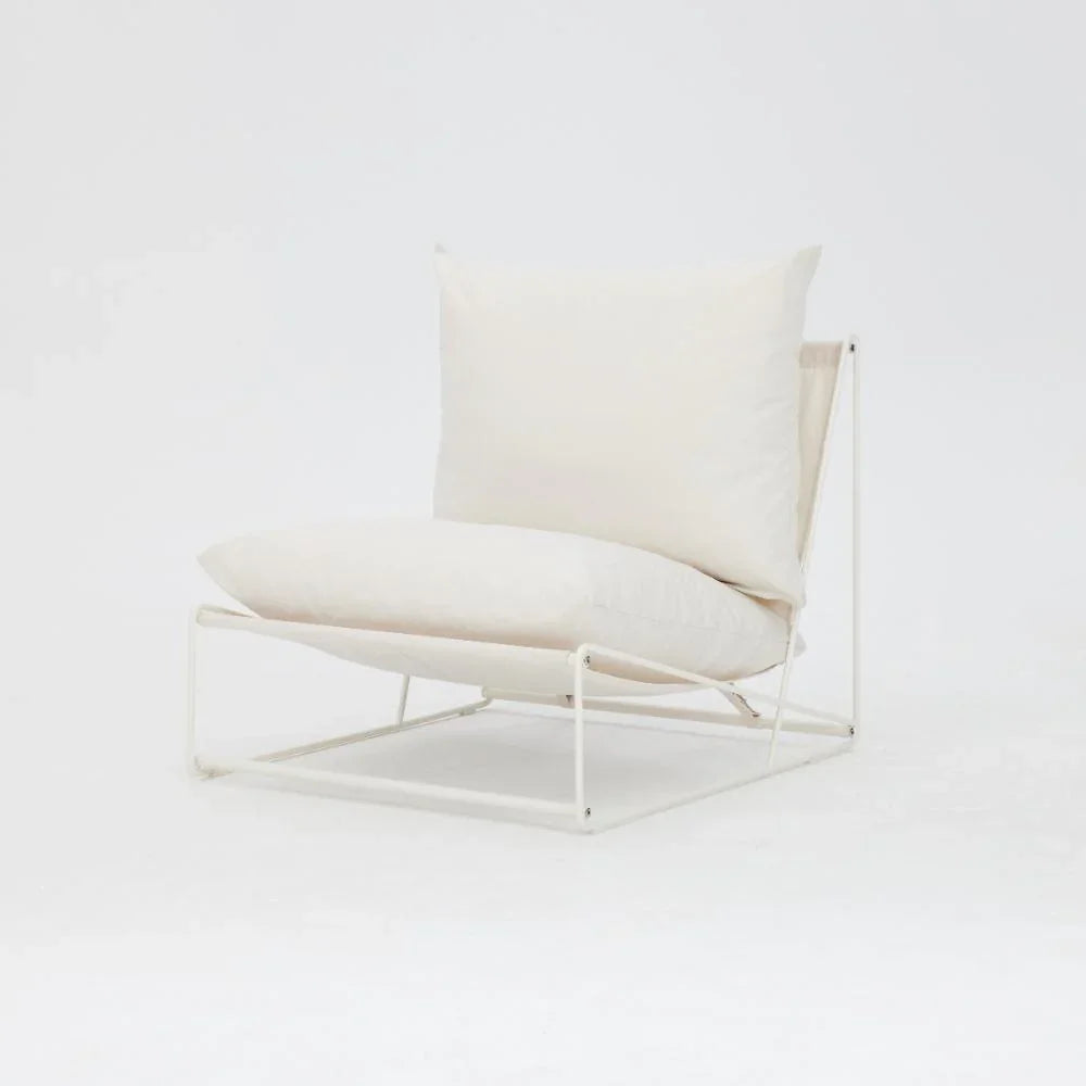 Modern Aluminum Garden Lounge Chair with Plush White Cushions