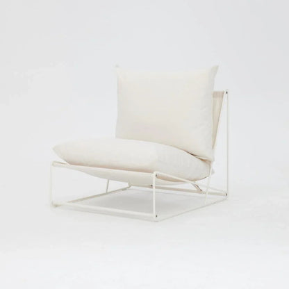 Modern Aluminum Garden Lounge Chair with Plush White Cushions