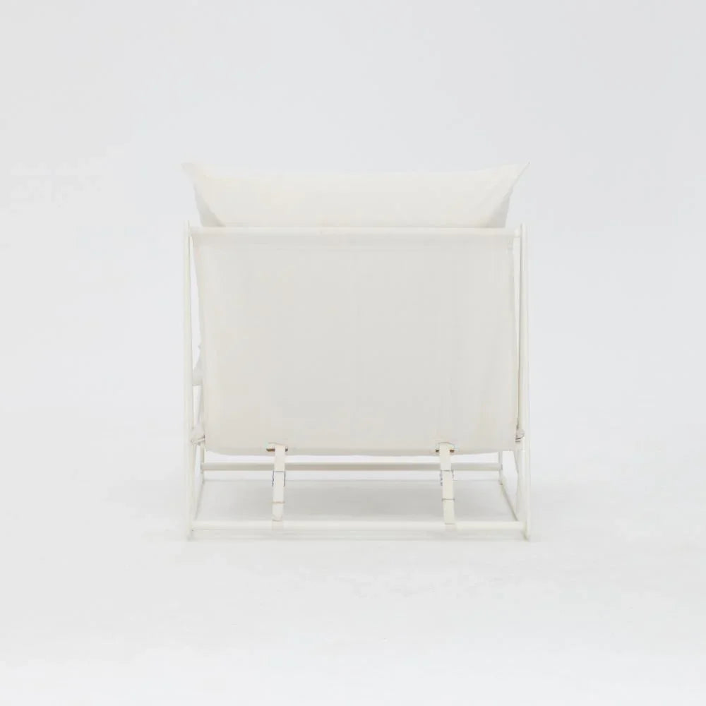 Modern Aluminum Garden Lounge Chair with Plush White Cushions