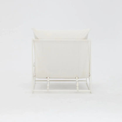 Modern Aluminum Garden Lounge Chair with Plush White Cushions