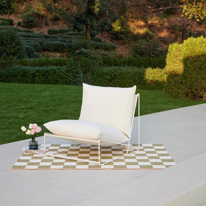 Modern Aluminum Garden Lounge Chair with Plush White Cushions