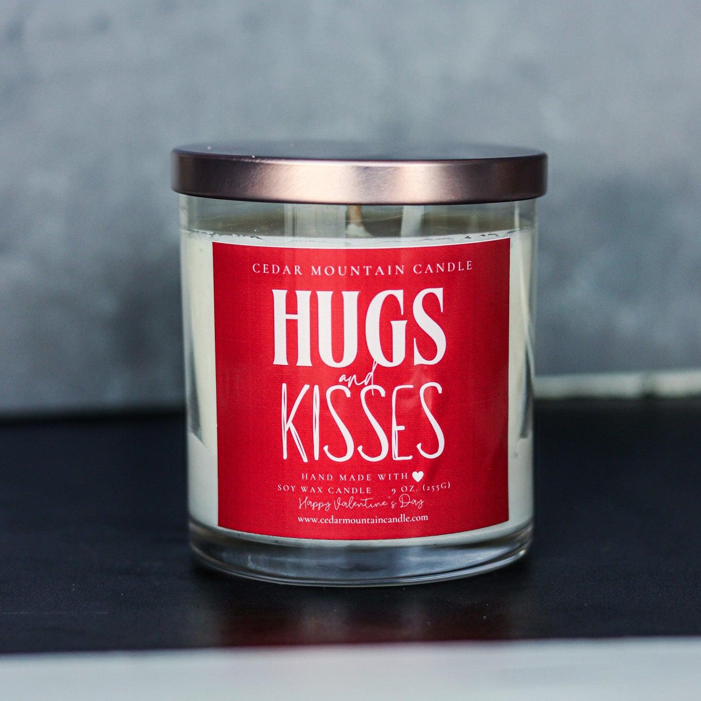 Hugs & Kisses - Valentine's Day Soy Candle - 9 oz Whiskey Glass Jar - Choose Your Scent - PoshaBella