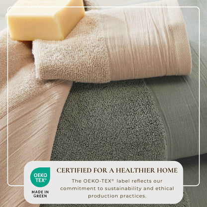 Cotton Linen-Like Border 6-Piece Towel Set - Priya Collection