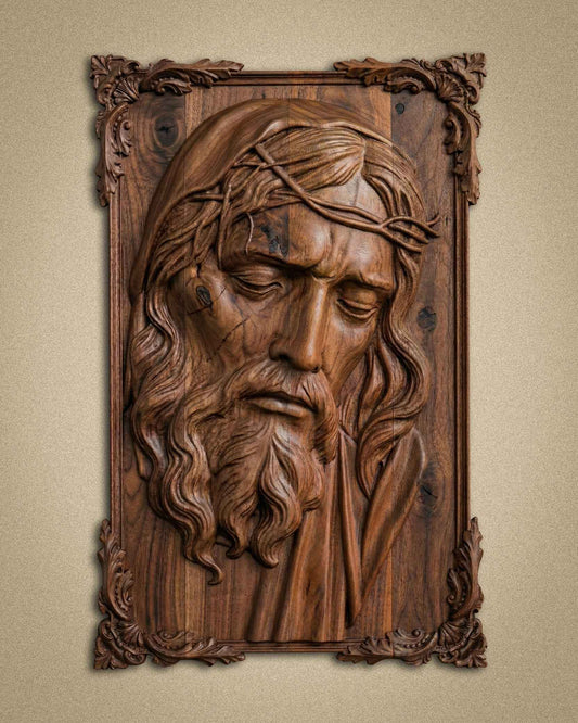 Hand-Carved Jesus Relief