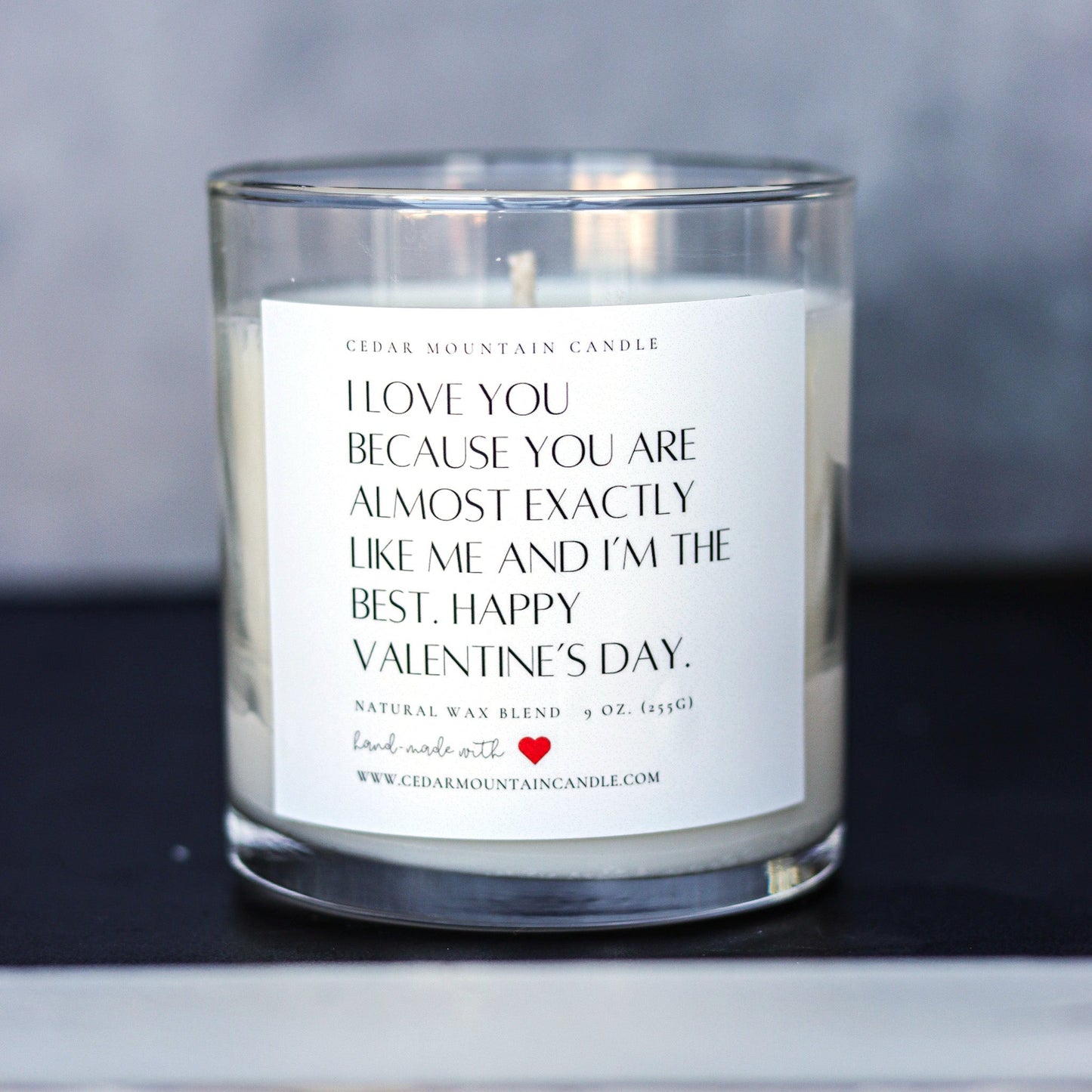 "I love you because..." Valentine's Day 9 oz Whiskey Glass Jar Soy Candle - Choose Your Scent - PoshaBella