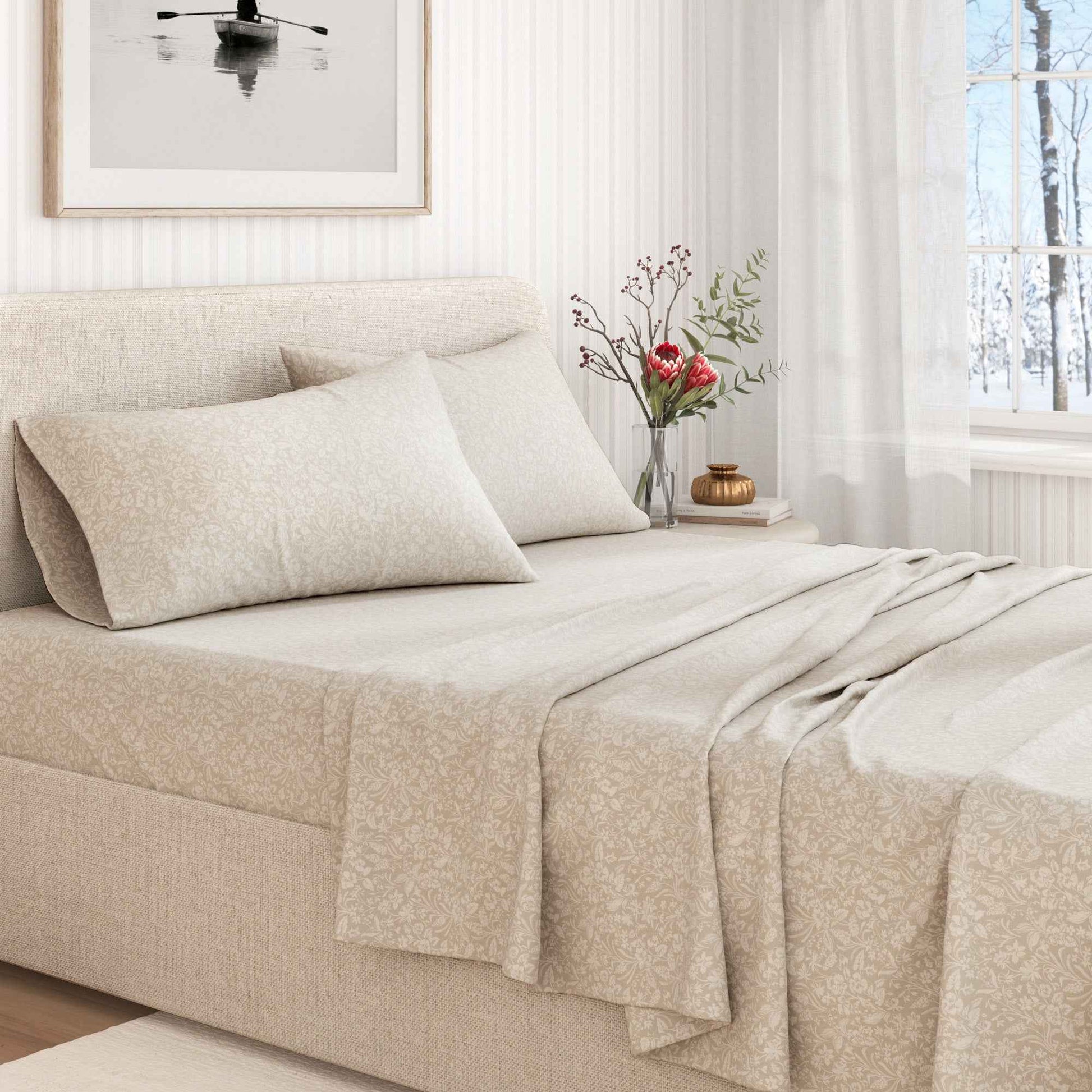 Turkish Cotton Flannel Sheet Set - Winter Floral Collection