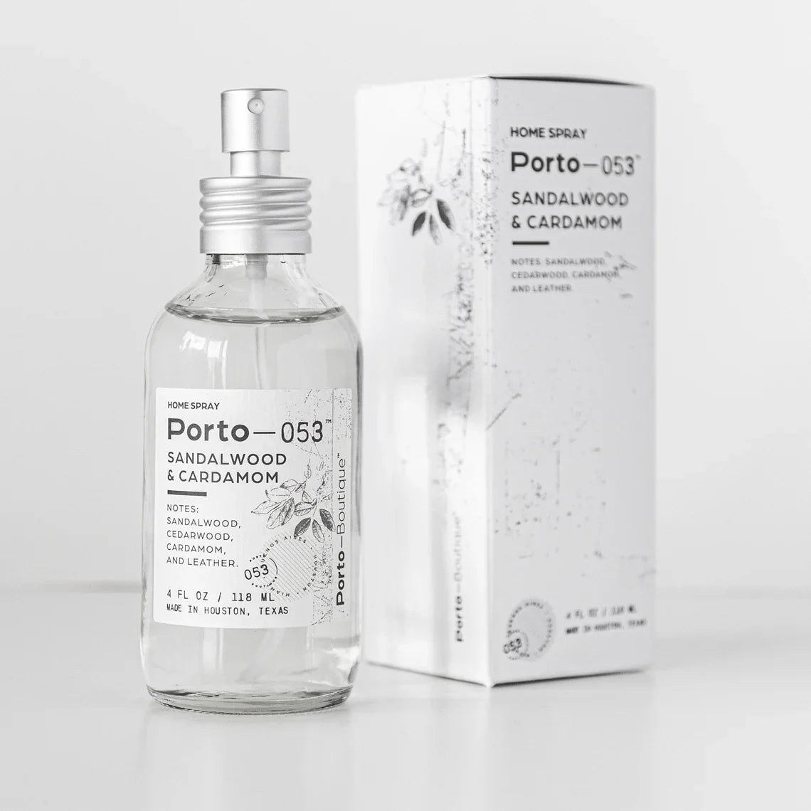 Porto-053 Room Spray – Linen & Fabric Freshener – High Fragrance Concentration – Vegan & Handmade in USA – 4 oz Clear Glass Bottle with decorative box - PoshaBella