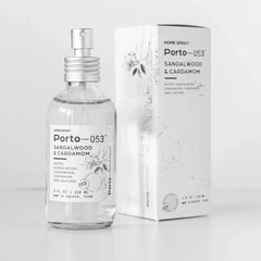 Porto-053 Room Spray – Linen & Fabric Freshener – High Fragrance Concentration – Vegan & Handmade in USA – 4 oz Clear Glass Bottle with decorative box