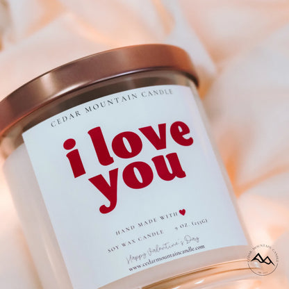 I Love You - Valentine's Day Soy Candle - 9 oz Whiskey Glass Jar - Choose Your Scent - PoshaBella