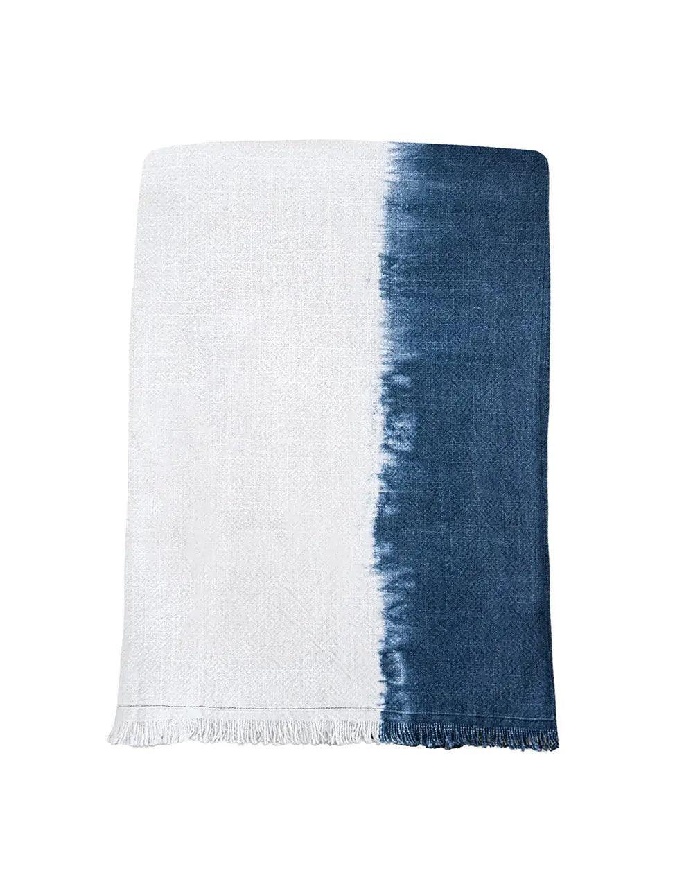 Indigo Blue Tie Dye Cotton Throw - PoshaBella
