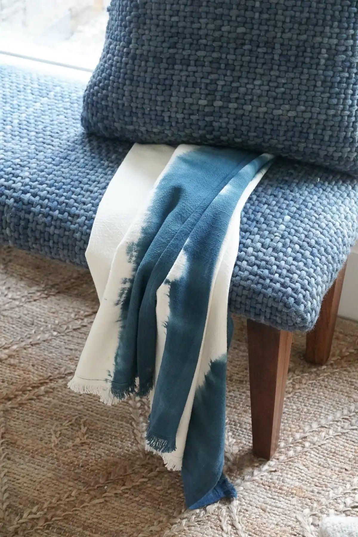 Indigo Blue Tie Dye Cotton Throw - PoshaBella