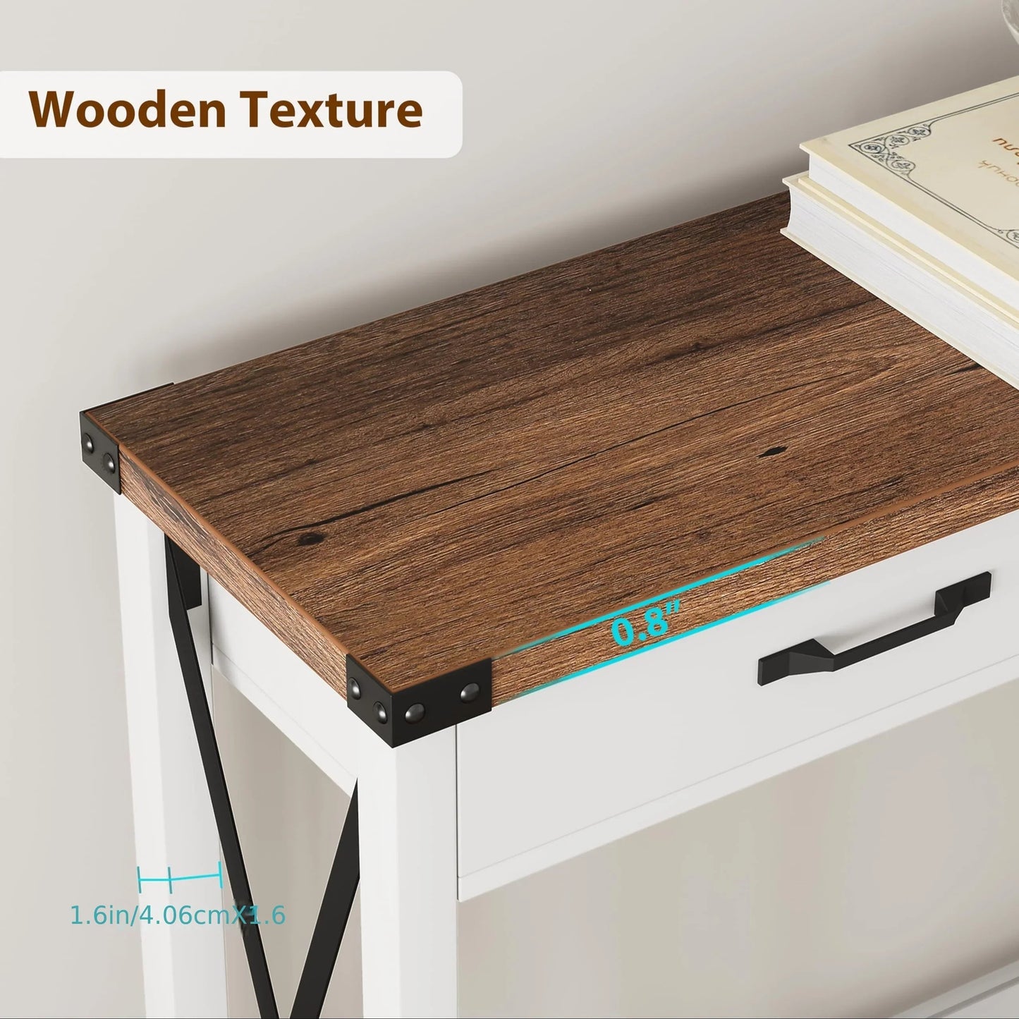 Industrial Farmhouse Entryway Table - Console Table with 2 Drawers, Heavy-Duty Sofa Table, Scratch-Resistant, Easy Assembly, Living Room, Hallway, Foyer Furniture for Farmhouse, Modern, Traditional Decor - Space-Saving Narrow