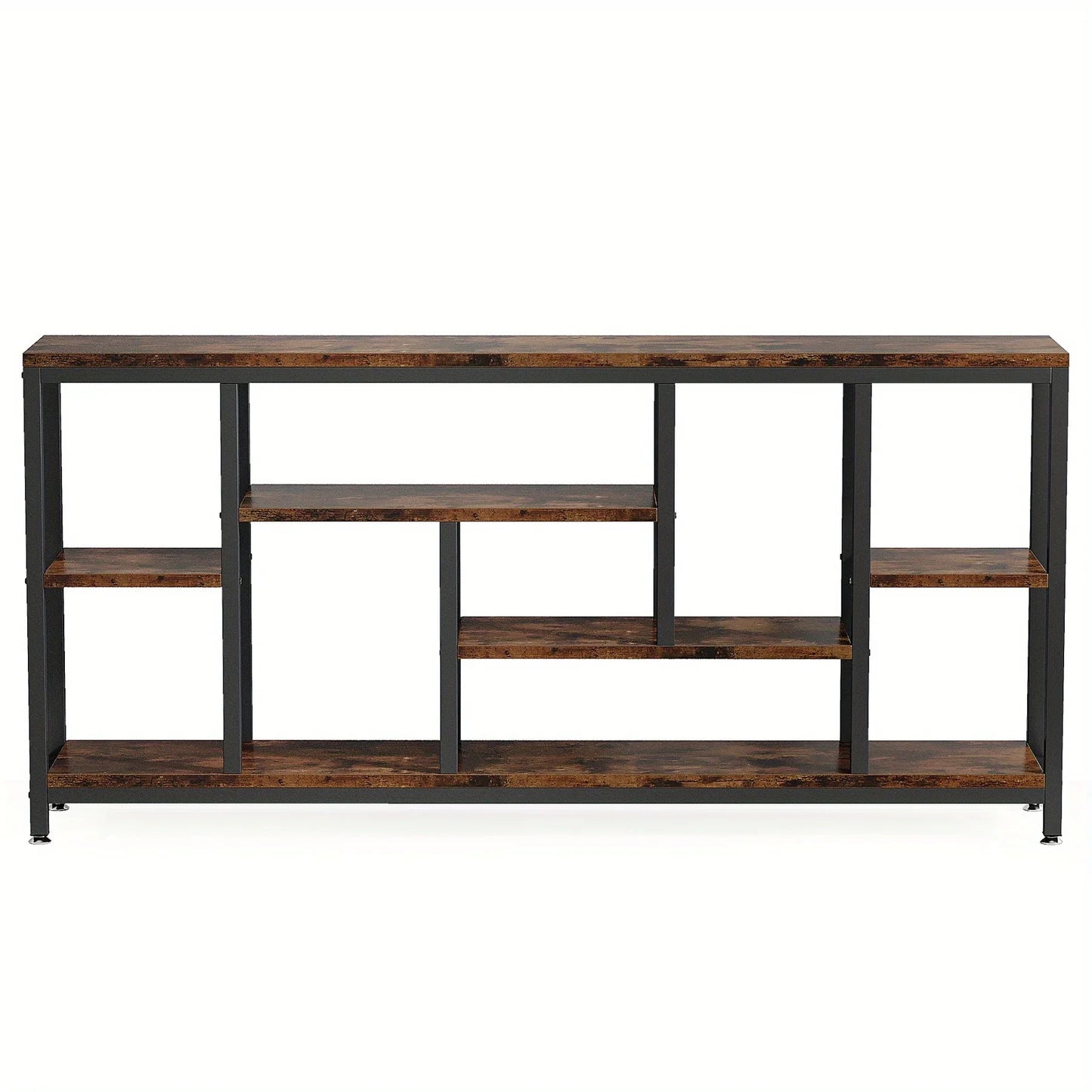 Industrial Metal Console Table, 70.9" Long with 3-Tier Storage Shelves