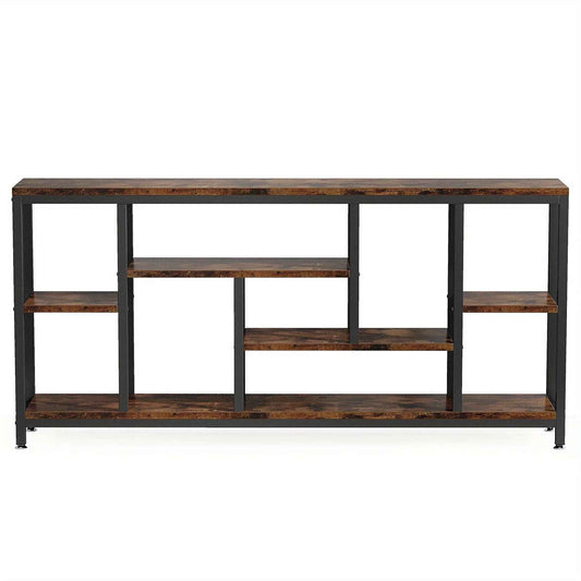 Industrial Metal Console Table, 70.9" Long with 3-Tier Storage Shelves