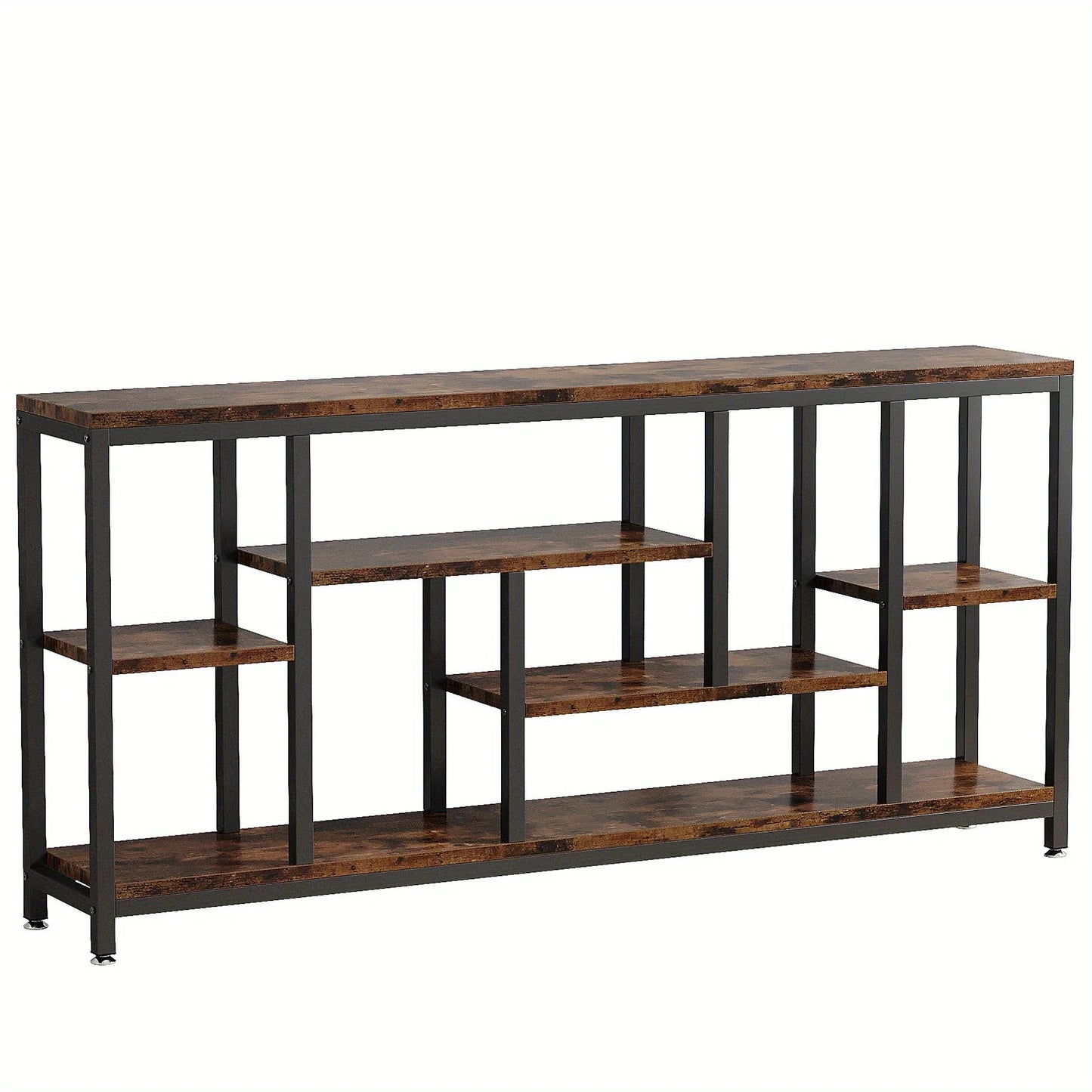 Industrial Metal Console Table, 70.9" Long with 3-Tier Storage Shelves