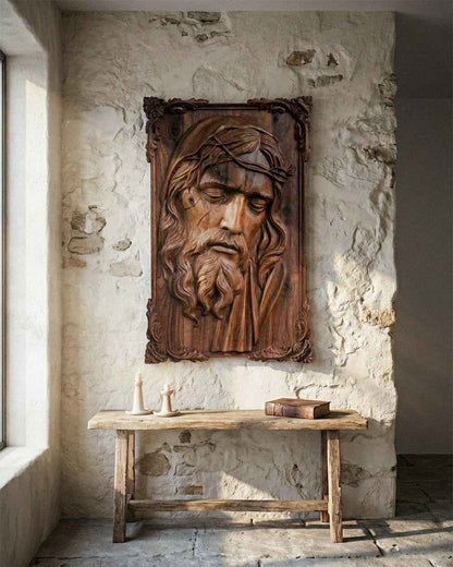 Hand-Carved Jesus Relief