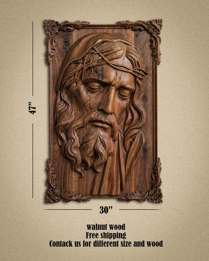 Hand-Carved Jesus Relief