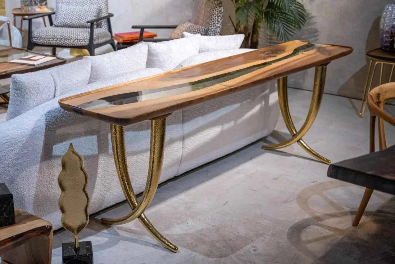 Epoxy Resin Sofa & Console table made of Walnut wood | Ivory Collection