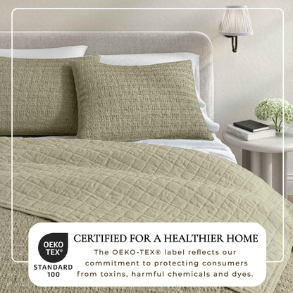 100% Cotton Honeycomb Waffle Garment Washed Quilt Set - Genevieve Collection