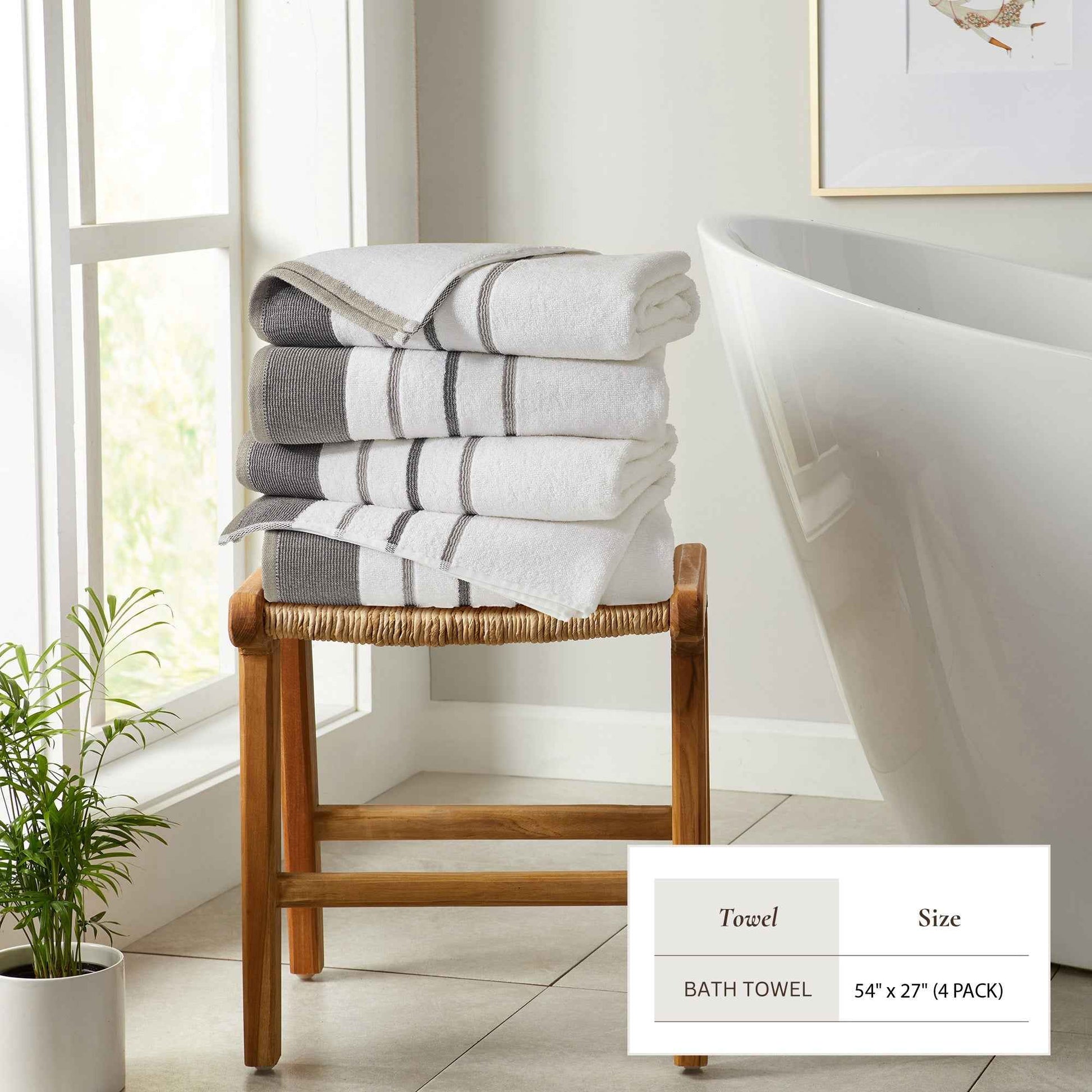 Decorative Cotton Stripe Bath Towel Set - Noelle Collection