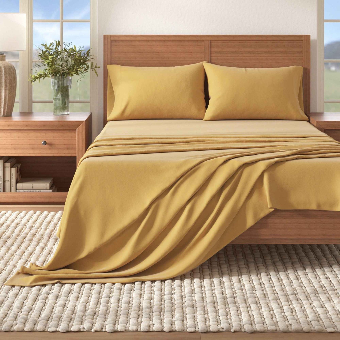 4-Piece Cotton Solid Flannel Sheet - Nordic Collection