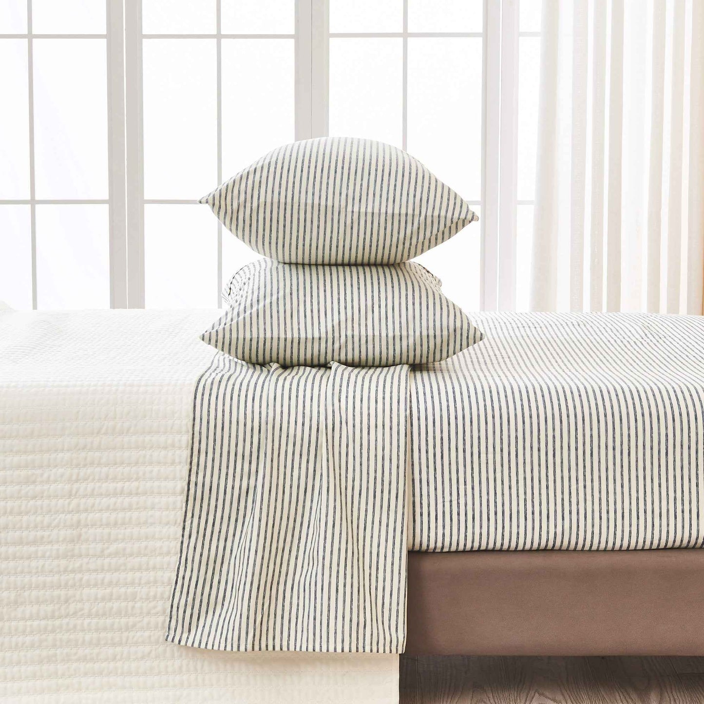 Striped Microfiber Sheet Set - Evette Collection