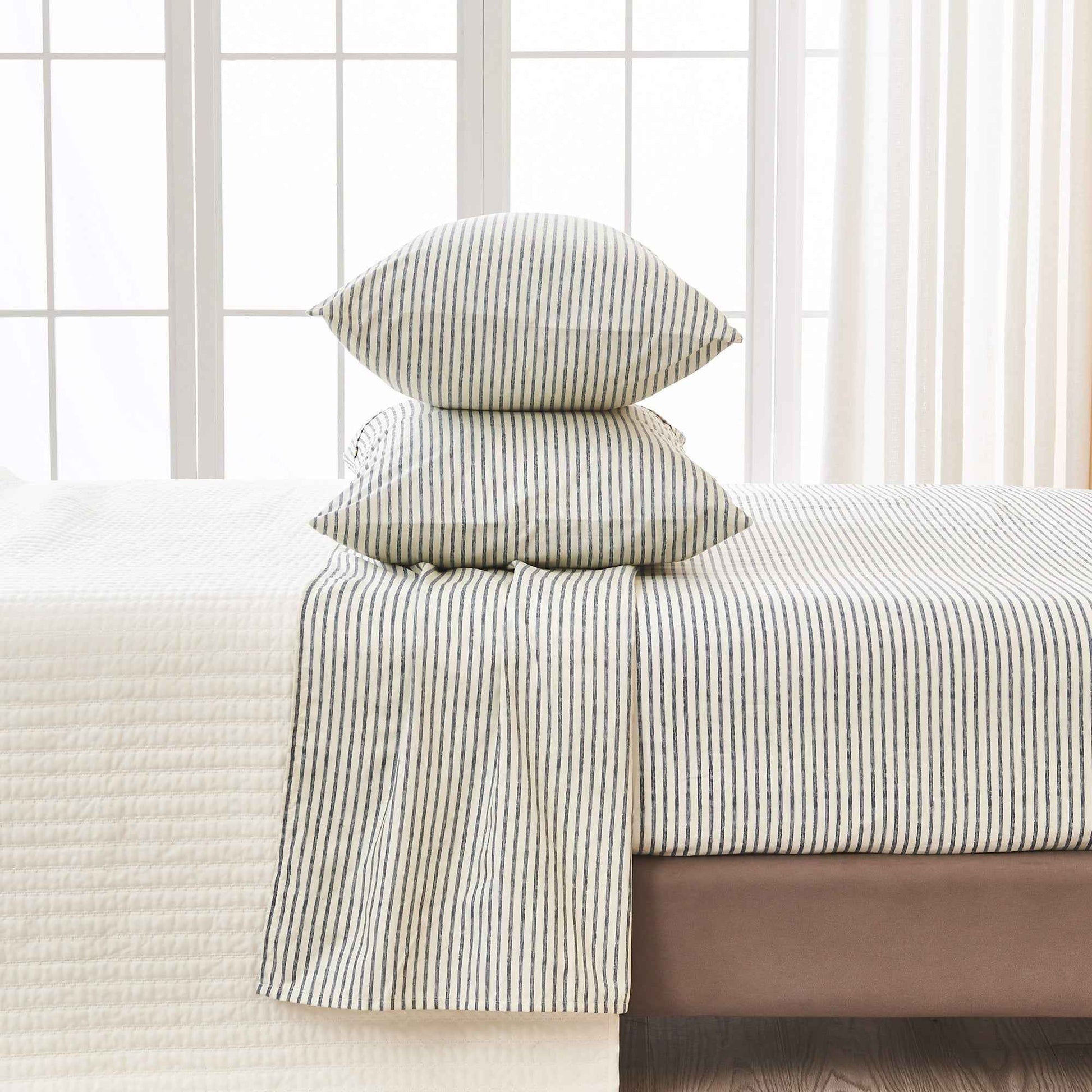 Striped Microfiber Sheet Set - Evette Collection