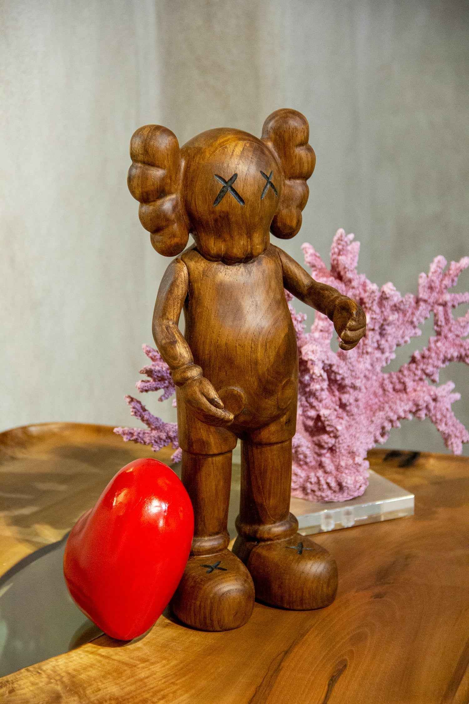 Handcrafted Wooden Art Figure with Heart