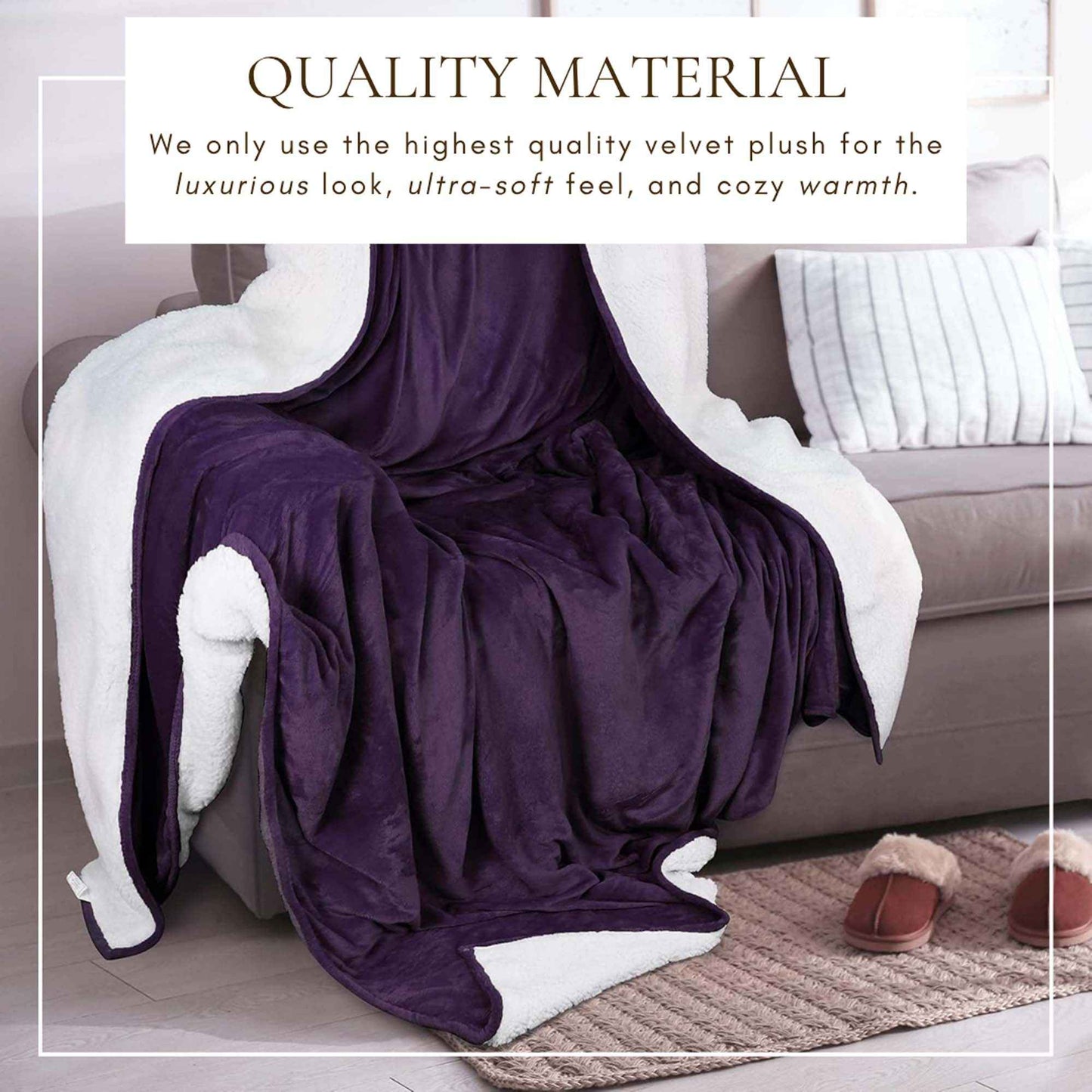 Velvet Plush Sherpa Bed Blanket - Sherpa Fleece Collection