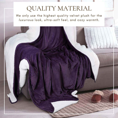 Velvet Plush Sherpa Bed Blanket - Sherpa Fleece Collection
