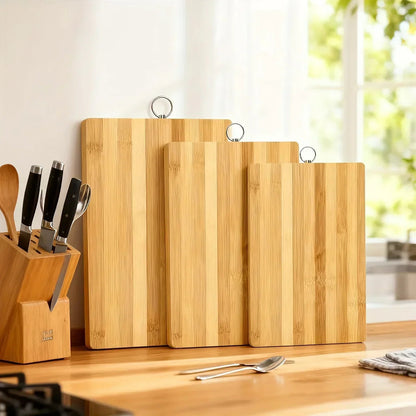 Kitchen large, medium and small cutting boards 3in 1 double-sided bamboo wood carbonized cutting board thickened | Rectangular fruit and vegetable cutting board knife board chopping board, Meal Preparation, Rectangular Design