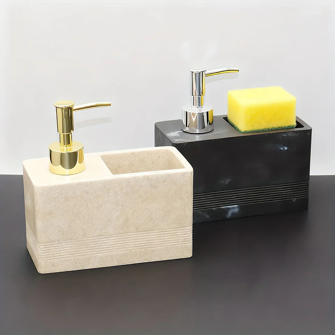 Kitchen Multi-Functional Cleaner Soap Dispenser, Manual Press Pump for Dish Soap and Sponge Storage, Dish Soap Dispenser, Dish Soap Dispenser with Sponge
