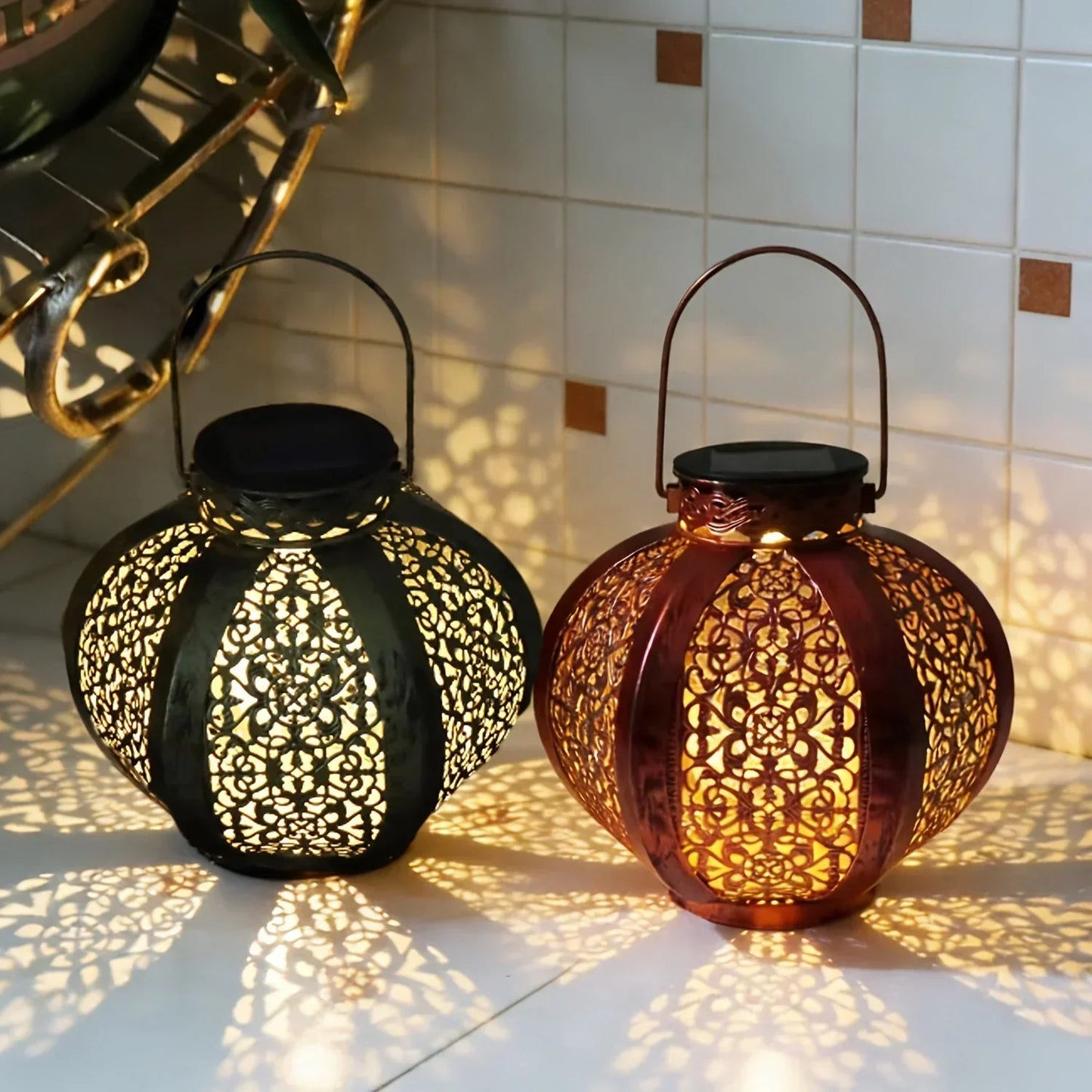 Lantern - Solar Iron Moroccan Large
