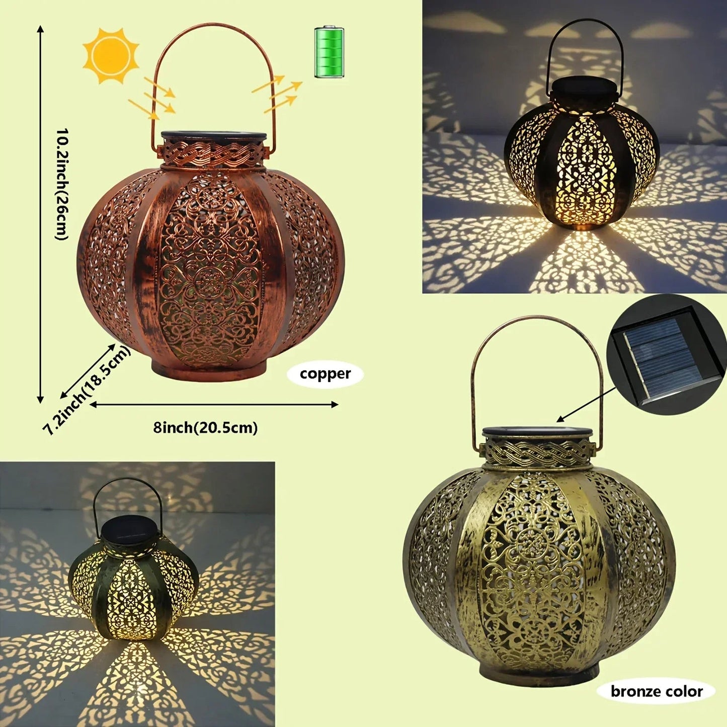 Lantern - Solar Iron Moroccan Large