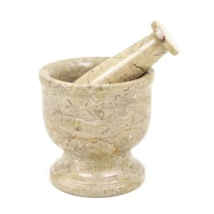 Large Marble Mortar and Pestle | Sahara Beige Marble - PoshaBella