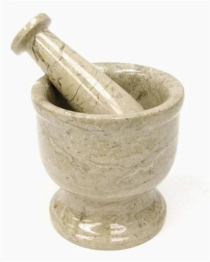 Large Marble Mortar and Pestle | Sahara Beige Marble - PoshaBella