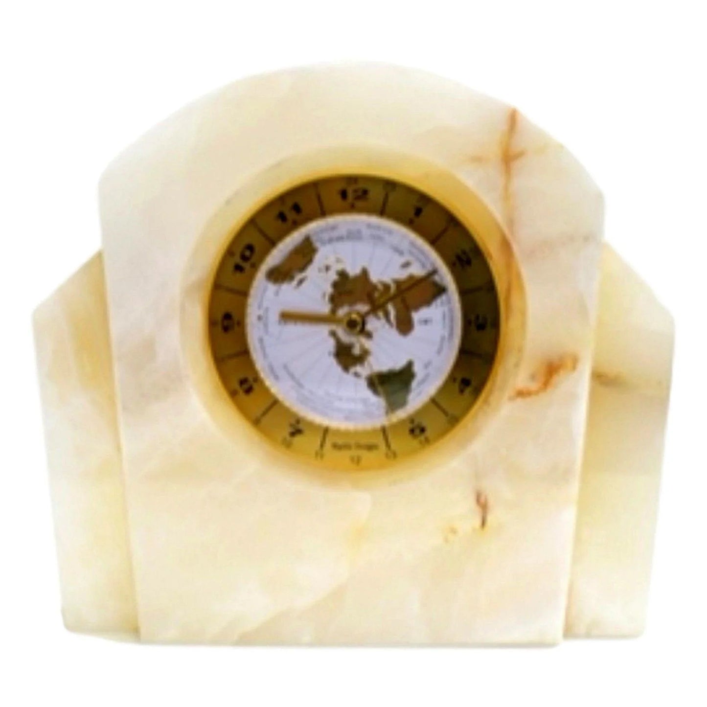 Large Table Clock | White Onyx Executive Desk World Clock - PoshaBella